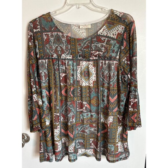 Bobbie Brooks Patchwork Blouse Size 2X - Picture 1 of 7